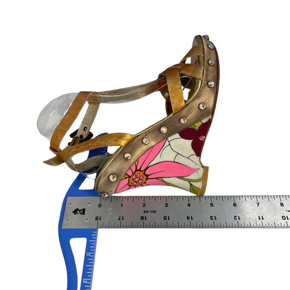 Bridget Shuster Floral With Round Crystals & Bronze leather Strap Women Size 7 - Picture 11 of 12